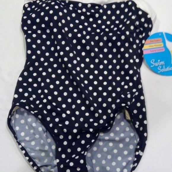 Swim Solutions Swim Nwt Swim Solutions Black Polka Dot One Piece